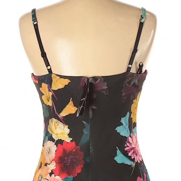 💋 Bebe Satin Floral Midi Dress RARE S Small New with Tag 💋 - Picture 5 of 8
